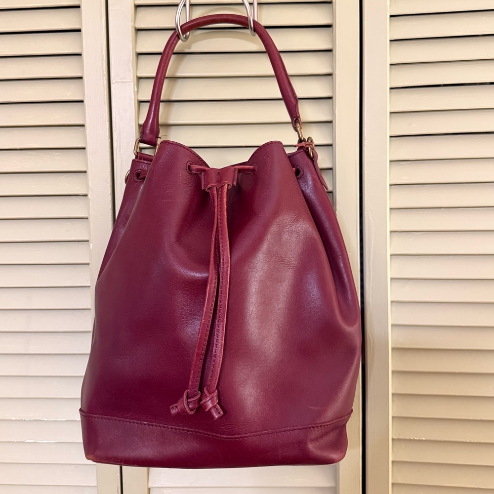 Madewell Burgundy Lafayette Leather Large Bucket Bag